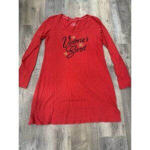 Victoria’s Secret Sleep Shirt Nightgown Women’s Medium Red Sequin Long Sleeve
